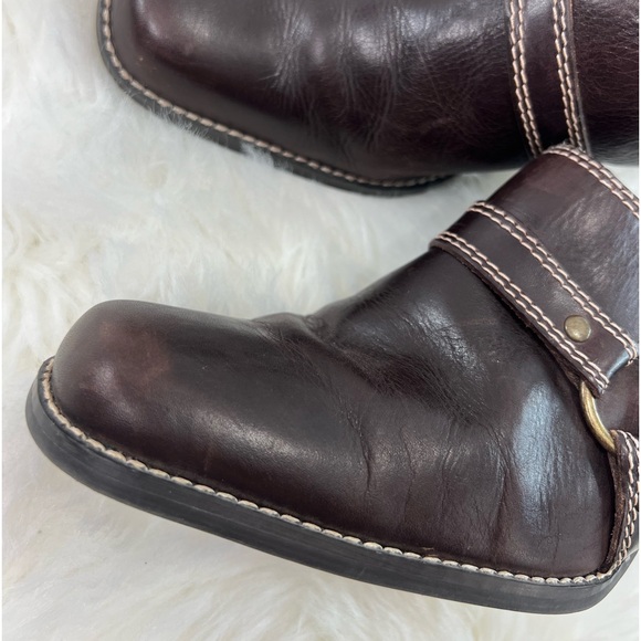 Womens Leather Brown Block Heels What's What by Aerosoles mules Clogs Size 7.5M - Picture 7 of 14